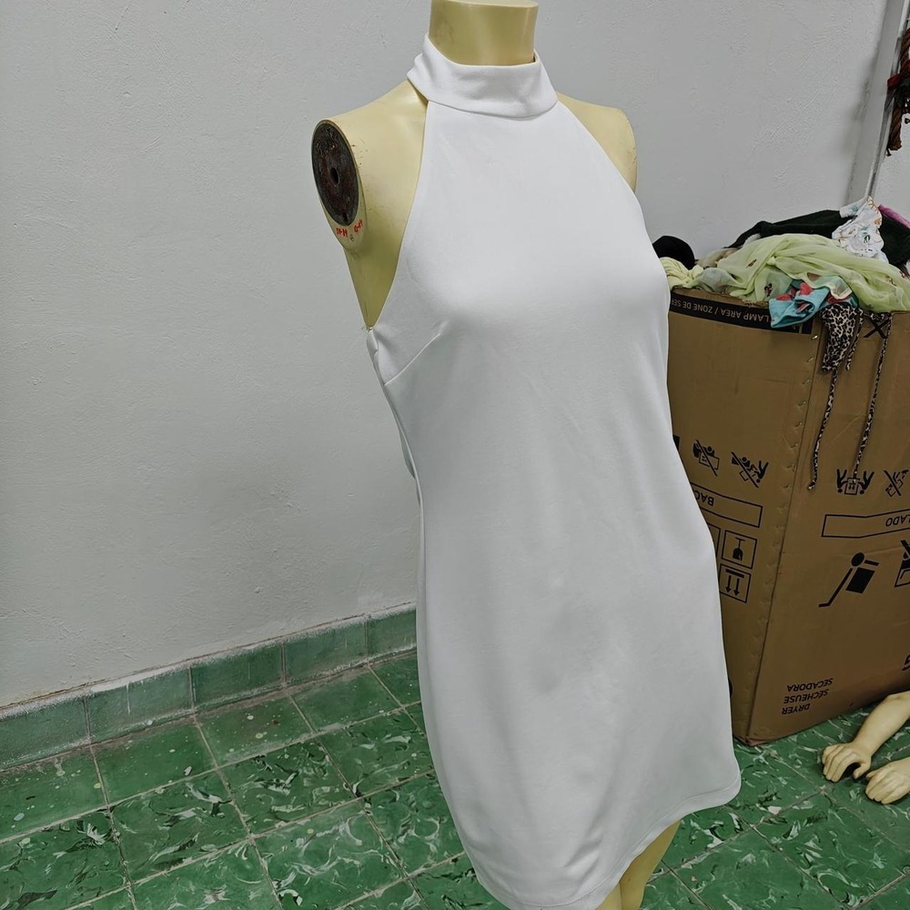 Teeze Me White Halter Neck Bodycon Mini Dress High Neck H667507 Mens